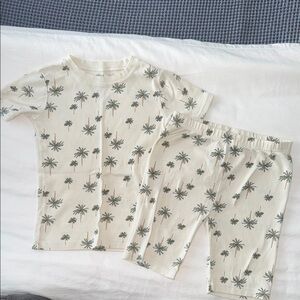 Carter's Cream Pajama Set with Green Palm Tree Print